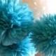 Tissue Paper Pom Poms Set of 21 Tiffany's blue/Ceremony/Decorations/Weddings/Parties/Baptism/Baby shower