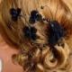 Floral headpiece Bridal hair clip Black headpiece Wedding fascinator Wedding hair accessories Hair pin