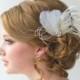 Bridal Fascinator, Wedding Head Piece, Feather Fascinator, Ivory Feather Hairclip - New