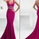 Hot Pink Janique 2015 Evening Dresses V-Neck Sleeveless Modest Beaded Waist Low Zip Satin Sweep Long Sexy Custom Prom Dresses Gowns Party, $109.66 
