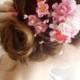 hot pink bridal hair accessories -  cherry blossom hair clip