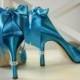 Wedding Shoes - Starfish Crystal - Beach Wedding - Destination Wedding - Blue Shoes - Bows - Peep Toes - Mermaid Shoes - Shoes By Parisxox - New