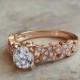 Leaves Diamond Engagement Ring White Gold or Rose Gold Diamond Ring