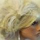 Wedding Hair Clip, Bridal Fascinator,French Net Bridal Veil, Gold Brooch, Feather Fascinator, Ivory Wedding Fascinator, Gold Champagne