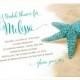 20 Bridal Shower Invitations - Starfish on Beach - Island  Tropical - you choose colors - PRINTED
