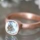 Genuine Aquamarine 14K Rose Gold Ring, Gemstone RIng, Cushion Shape Ring, Eco Friendly, Engagement Ring, Stacking Ring - Made To Order