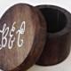 Wooden Wedding Ceremony Ring Bearer Heart Ring Box Personalized with Initials  