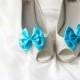Blue Bow Shoe Clips - Bows Clips Bridal Wedding Shoes Clips Engagement Party Bride Bridesmaid - Something Blue