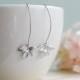 Silver Orchid Earrings. Matte Silver Flower Long Dangle Earrings. Modern Everyday Earrings. Silver Bridal Earrings, Bridesmaid Gift