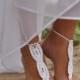 Beach wedding Barefoot Sandals, White crochet barefoot sandals, Nude shoes, Foot jewelry, Bridal, Victorian Lace, Sexy, Yoga, Anklet
