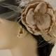Handmade Champagne Bridal Flower Fascinator, Bridal Fascinator, Bridal Flower Hair clip, Flower Hair Clip, Wedding Veil, Bridal Veil