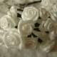 White flower picks roses wired stems millinery wedding craft supplies silk white floral mini roses bouquet