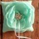 Aqua/Mint Green Chiffon Wedding Pet Ring Pillow 