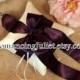 Pet Ring Bearer Pillow...Made in your custom wedding colors...show in ivory/plum aubergine