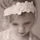 Vintage Scalloped Lace Flower Headband - Pure White Baby Girl Headband in Vintage Style - White Wedding Headband for Babies, Toddlers, Girls
