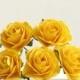 35mm Large Yellow Paper Roses (5pcs) - Mulberry paper flowers with wire stems - Great as wedding decoration and bouquet [143]