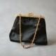 Vintage black gold party hand bag wedding clutch bag purse satin