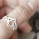 LINGERIE RING 002 - Sterling Silver - Hand Cut by Gemagenta - Delicate, Lace, Sexy, Wedding, Romantic, White or Blackened Silver