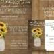 Mason Jar Sunflowers and Baby's Breath Wedding Invitations 