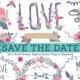 Save The Date Wildflower Wedding Clipart. Flower Clipart Wreaths, Banners + Bouquets. Simple Cute Hand Drawn Bright Floral Digital Designs.