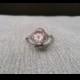 Halo Morganite Diamond Ring Peach Gemstone Engagement Ring Custom Round Double Halo Setting 14K White Gold size