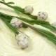 Vintage Millinery Flower Buds Protea Spray of 10 White Purple for Bouquets, Hats Corsage Crafts Weddings