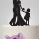 Funny wedding cake topper, family wedding cake topper, Mr&Mrs cake topper, groom and bride with little girl cake topper,