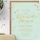 Printable Bridal Shower Invitation  // Mint with Gold Dots  // Editable Instant Download - New