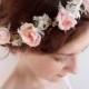 pink rose flower crown -  bridal hair piece