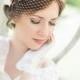 pink bridal bandeau veil -  wedding birdcage veil