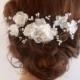 bridal hair comb -  white flower
