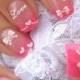 Love Nail Art Stickers Decals White Glitter Love Hearts Bows & Lace YD102 - New