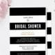 Printable Bridal Shower Invitation  // Black Stripes  // Editable Instant Download - New