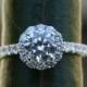 Diamond Engagement Ring  -14K white gold - 1.35 carat - Round - Flower Halo - Pave - Antique Style - Bp0014 - New