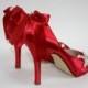 Wedding Shoes - Starfish - Red Shoes - Bows On Heels With Crystals - Little Mermaid - Choose From Over 100 Colors - Peep Toes - Wide Sizes - New