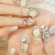 3D Nail Art-nail sticker-nail decal-rhinestone flower white nail sticker best gift for wedding - New