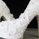 Lace Wedding Shoes -  Pearl White Lace Daisy Bridal Shoes