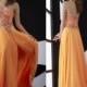 Custom Made New Strapless Beads Crystal Adorned 2014 Dresses Evening Yellow Chiffon Long Jasz Couture Formal Prom Dresses Gowns, $78.06 