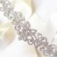 Rhinestone Encrusted Vine Jeweled Sash - Ivory White Satin Ribbon - Silver and Crystal Extra Wide Wedding Dress Belt - Floral Belt