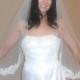White Fingertip Length Wedding Veil with Hand Beaded Lace Applique - READY TO SHIP