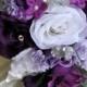 Free Shipping Wedding Bouquet Bridal Silk flowers Cascade PLUM PURPLE SILVER 27 pcs package decorations Centerpieces RosesandDreams
