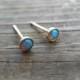Opal Stud Earrings, Classic 3mm 14k Gold Filled Studs, Blue Opal, Gold Opal Posts, Statement Gift, October Birthstone, Bridal Jewelry