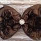 Satin Brown Rosette Bow Hair Clip, Rhinestone, Fall Colors, Children Hair Clip, Photo Prop, Dance Accessories, School Photos, Fall Wedding