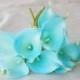 9 Aruba Tiffany Natural Touch Calla Lily Stems or Bundle for Turquoise Silk Wedding Bouquets, Centerpieces, Decorations and more