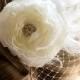Vintage Wedding Ivory Flower Hair Piece, Weddings White Fascinator head piece, Bridal Hair Flower Clip,  Wedding Accessories Hair Piece