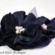 Navy Blue Bridal Sash, Blue Wedding Sash, Navy Wedding Belt, Blue Bridal Belt -Navy Blue Flowers