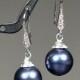 Wedding Jewelry Bridesmaid Gift Bridesmaid Bridal Jewelry navy blue sapphire Pearl Drop Cubic Zirconia Earrings Necklace bracelet