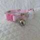 Pink Shabby Chic  Cat Collar with bell   Wedding Cat  Breakaway Collar Custom Made