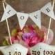 Wedding cake topper and LOVE banner..package deal...DOUBLE SIDED birds: i do me too on one side and your names and wedding date on the other