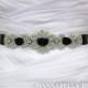 MADISON - Crystal Rhinestone Black Interlaced Sash, Wedding Crystal Belts, Bridal Beaded Belt